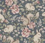 Papel de parede com padrão de coelhos em tom de azul borastapeter