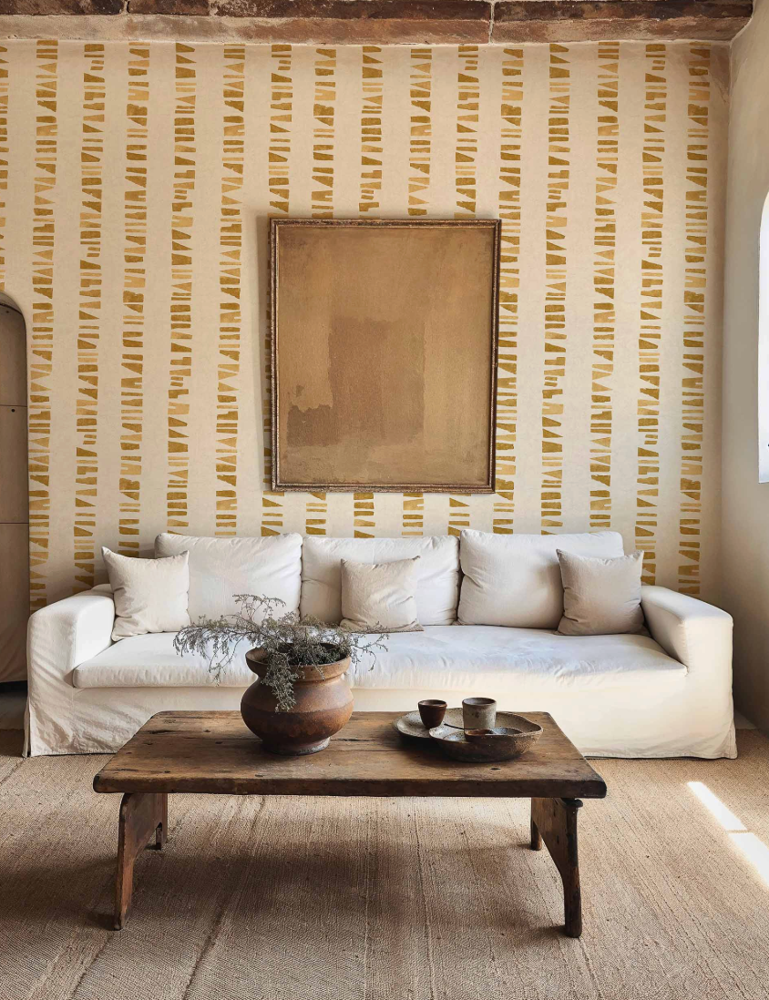 Papel de Parede Pegadas Lineares, Tres Tintas