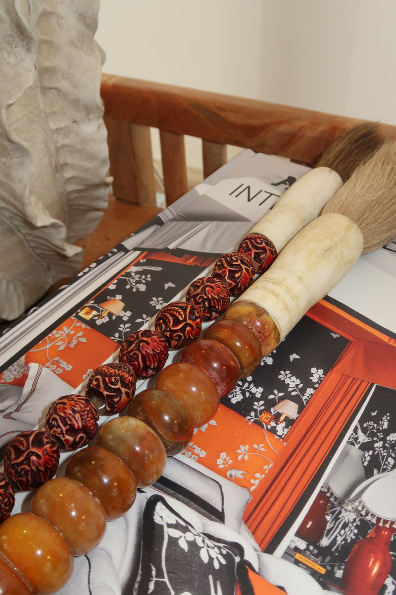 Pincel Decorativo marmoreado em tons terra