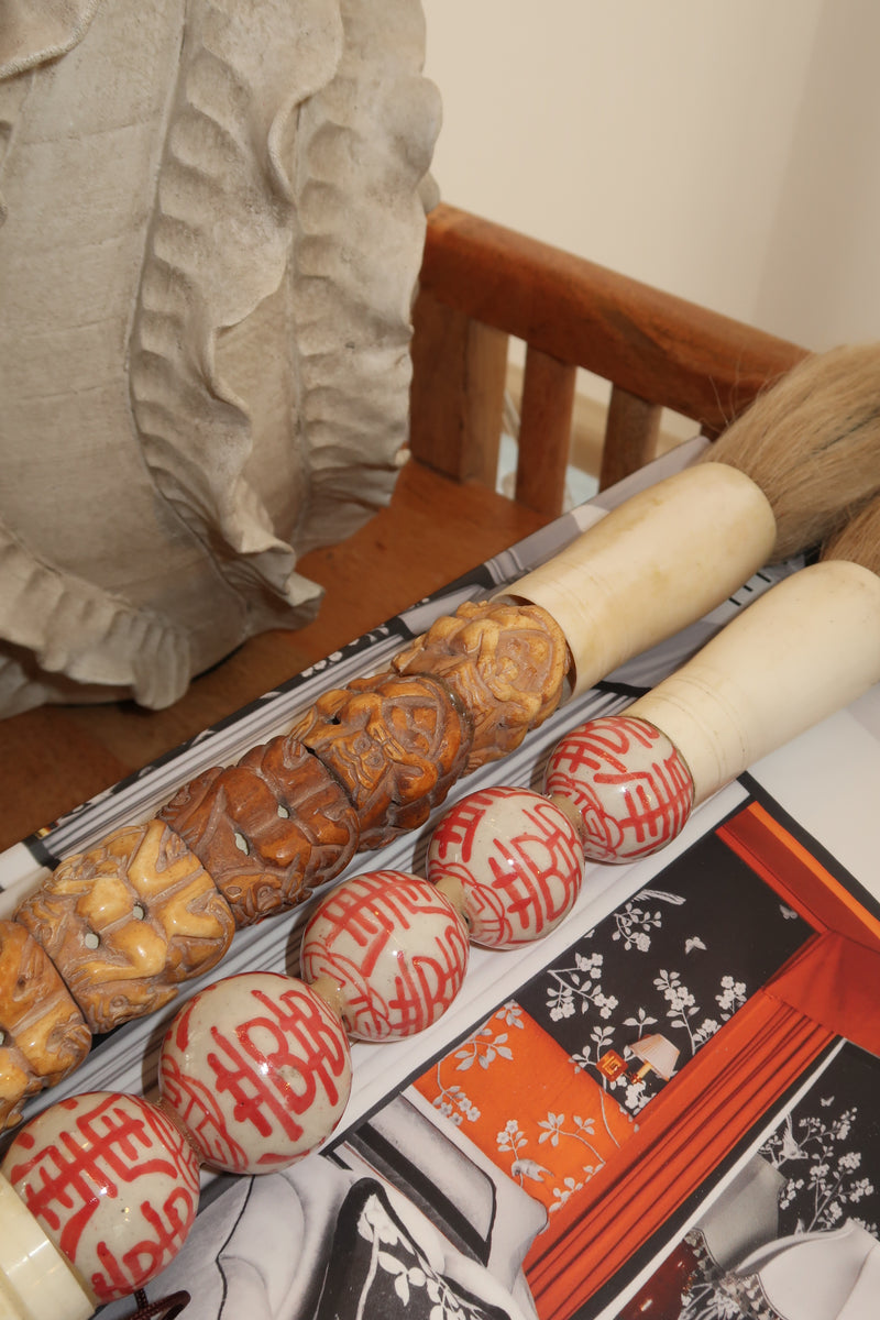 Pincel Decorativo em cerâmica e detalhes orientais