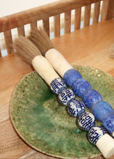 Pincel Decorativo marmoreado em tons de azul noite