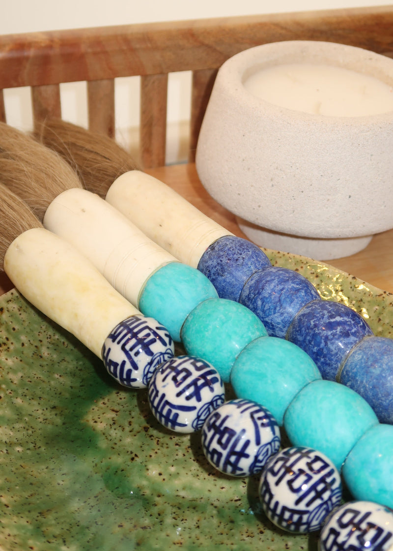 Pincel Decorativo Marmoreado em tons de azul turquesa