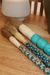 Pincel Decorativo Marmoreado em tons de azul turquesa