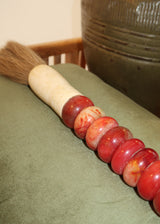 Pincel Decorativo marmoreado em tons Coral e vermelho queimado