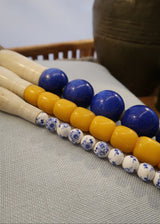 Pincel Decorativo floral em tons de Azul e Branco