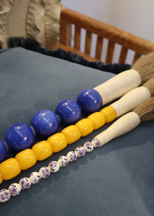 Pincel Decorativo Floral em tons de Azul e Lilás