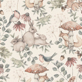 Papel de parede com padrão de floresta em tom de bege