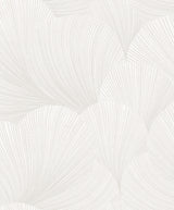 Papel de parede com padrão de conchas em tons de branco