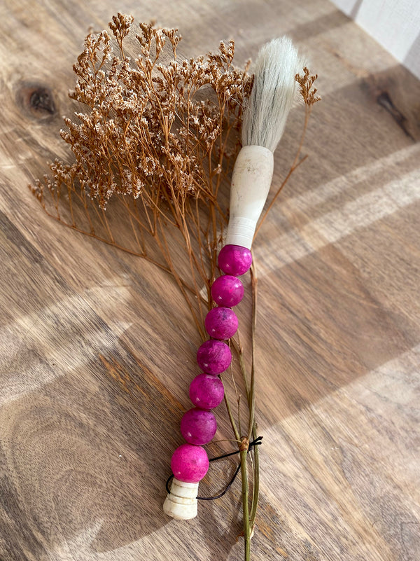 Decorative brush with pink stones