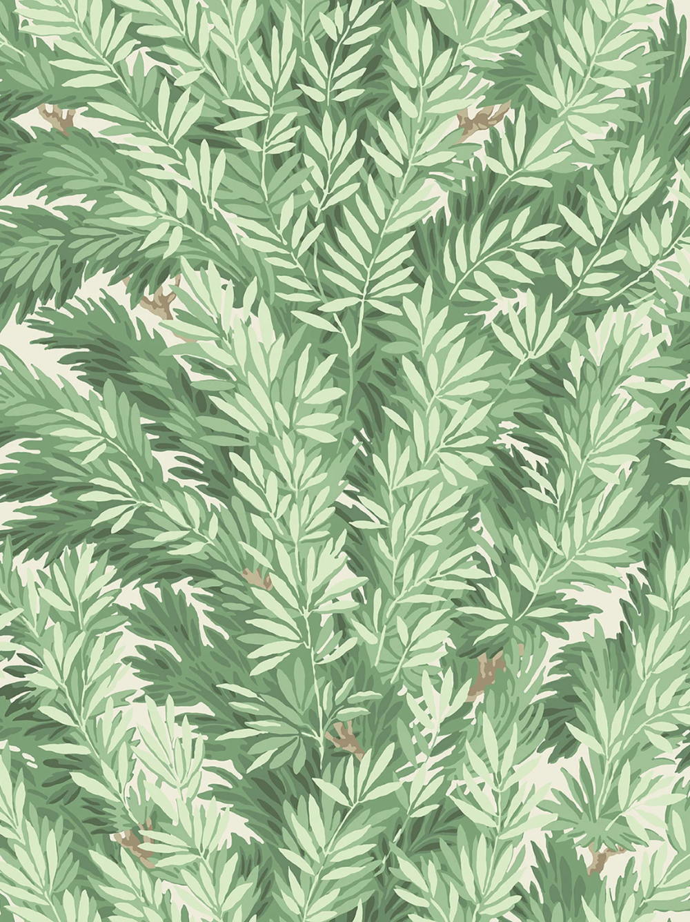 Papel de parede com folhas em tons de verde escuro Cole & Son