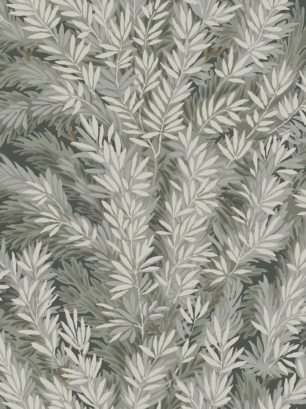 Papel de parede com folhas em tons de cinza Cole & Son