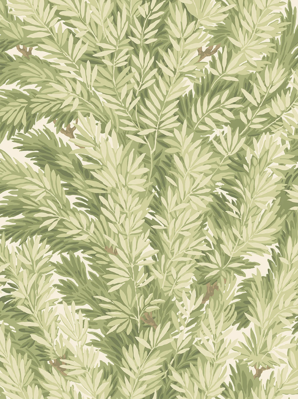 Papel de parede com folhas em tons de verde claro Cole & Son