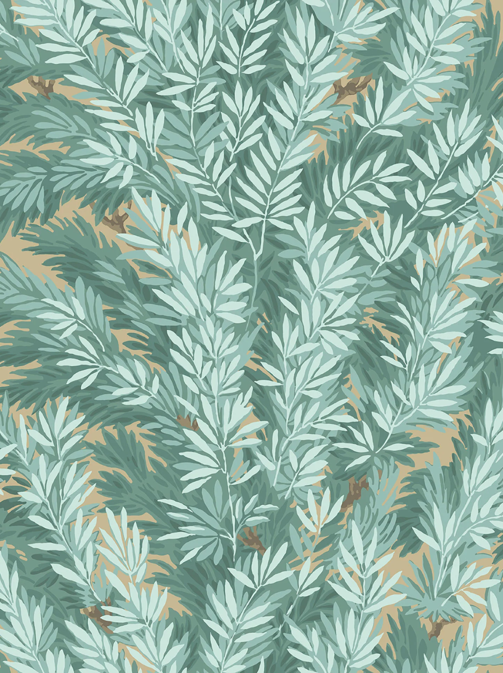 Papel de parede com folhas em tons de azul Cole & Son