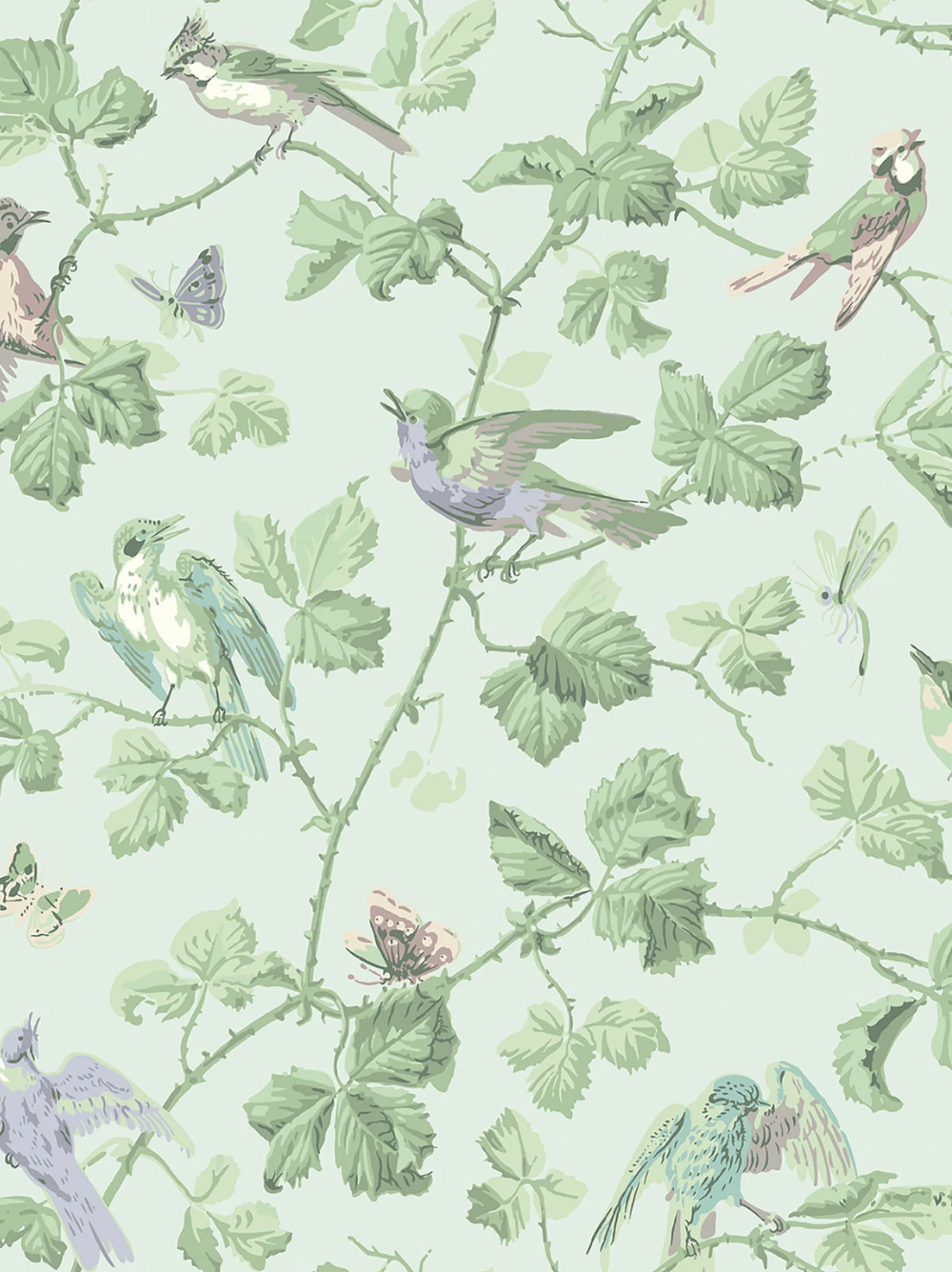 Papel de parede com padrão de pássaros em tom de verde Cole & Son