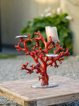 Porta-Velas em forma de coral vermelho