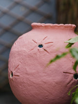 Pote de papier mache em rosa