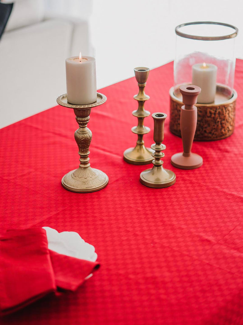 Toalha de mesa algodão vermelho